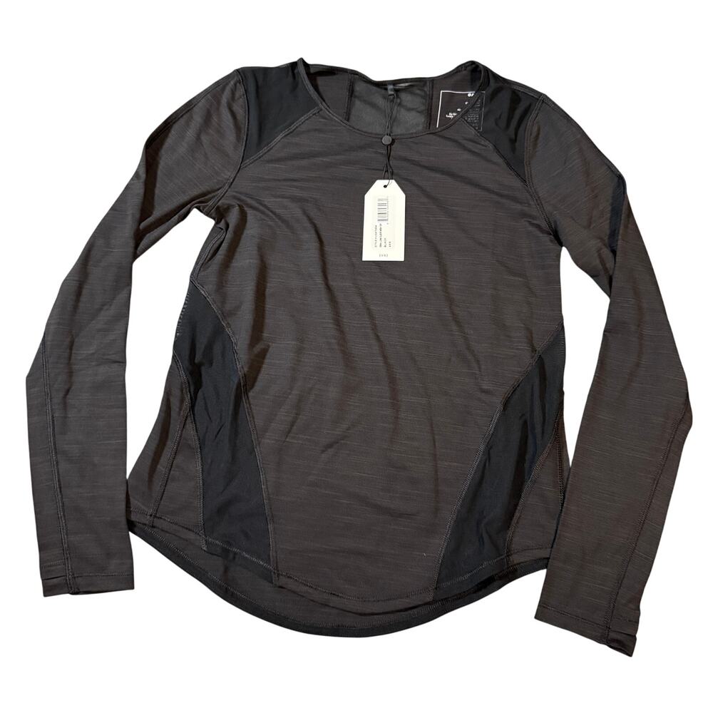 NEW Universal Standard (00-0) ERIKA-LONG SLFEVE MESH‎ TOP Black Athletic